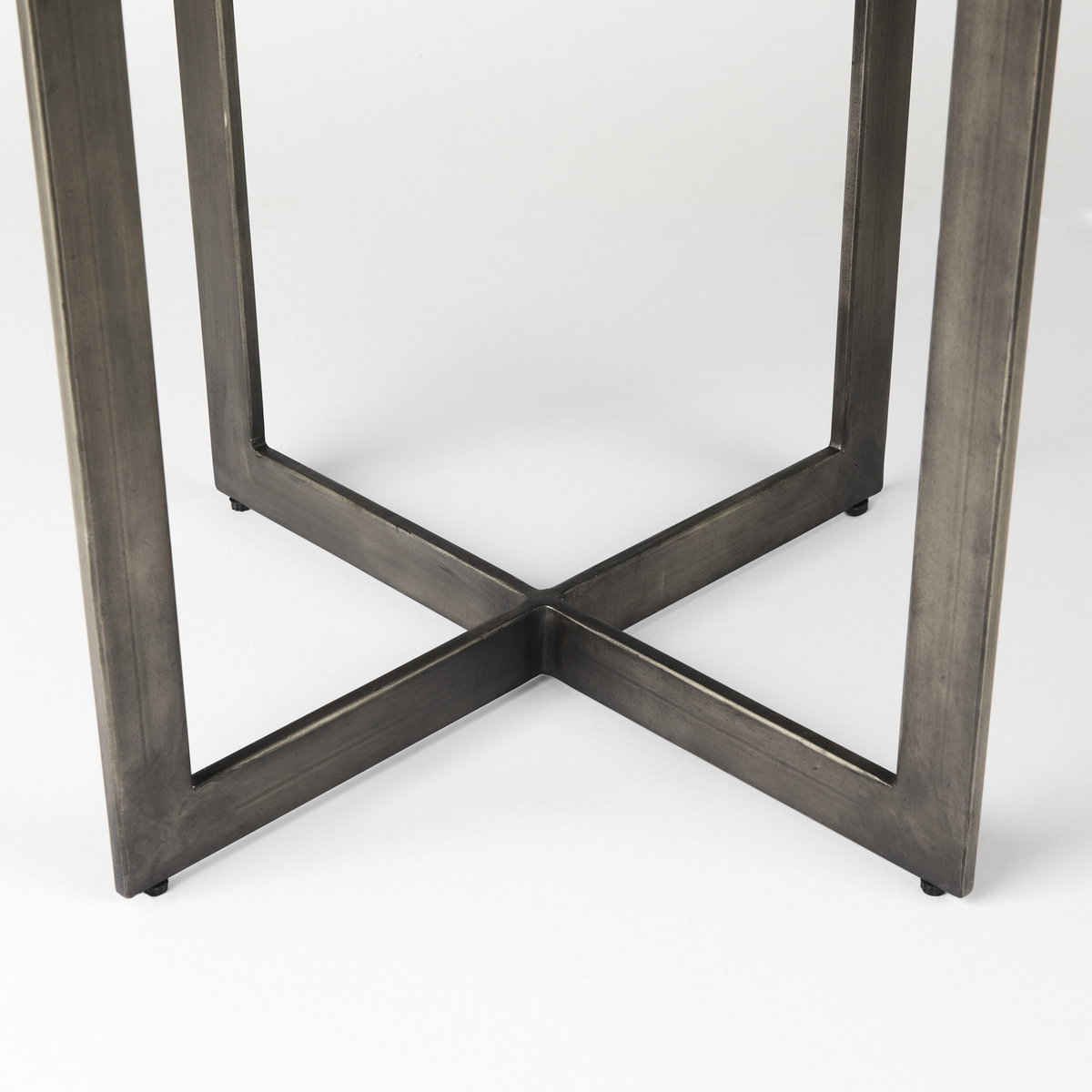 Faye 48' Round Dining Table | Med Brown Wood & Antique Nickel Metal | Seats 4, by Mercana, 48" length x 48" width x 30" height View 7