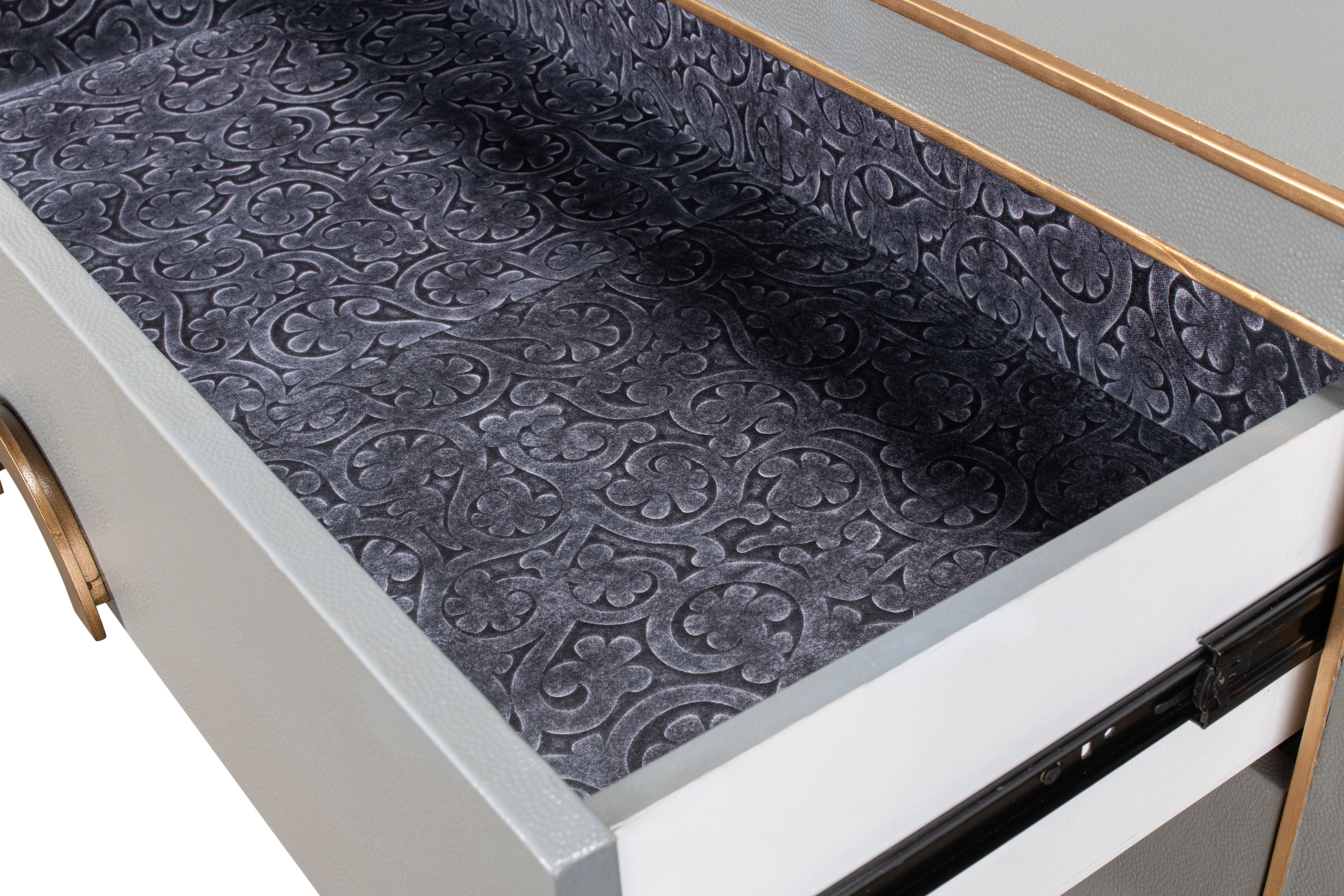 Gabriella Chest Of Drawers, Storm Grey, Cabinets & Chest by Sarreid, 76" length x 22" width x 40" height View 9