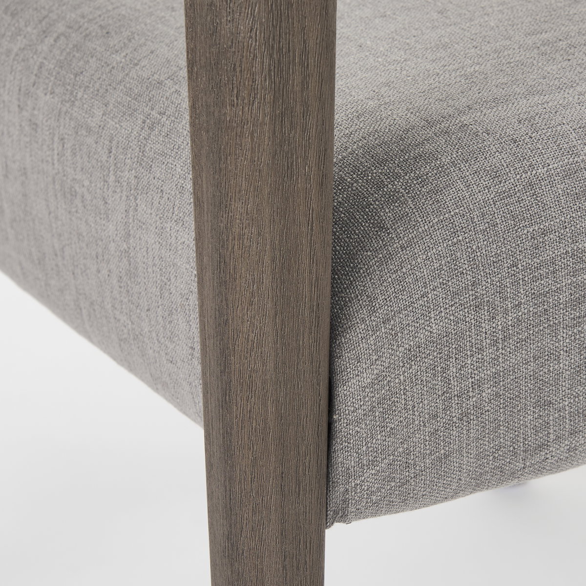 Palisades Curved Back Dining Side Chair | Grey Fabric with Brown Wood, Dining Chair by Mercana, 23.75" length x 28" width x 36" height View 14