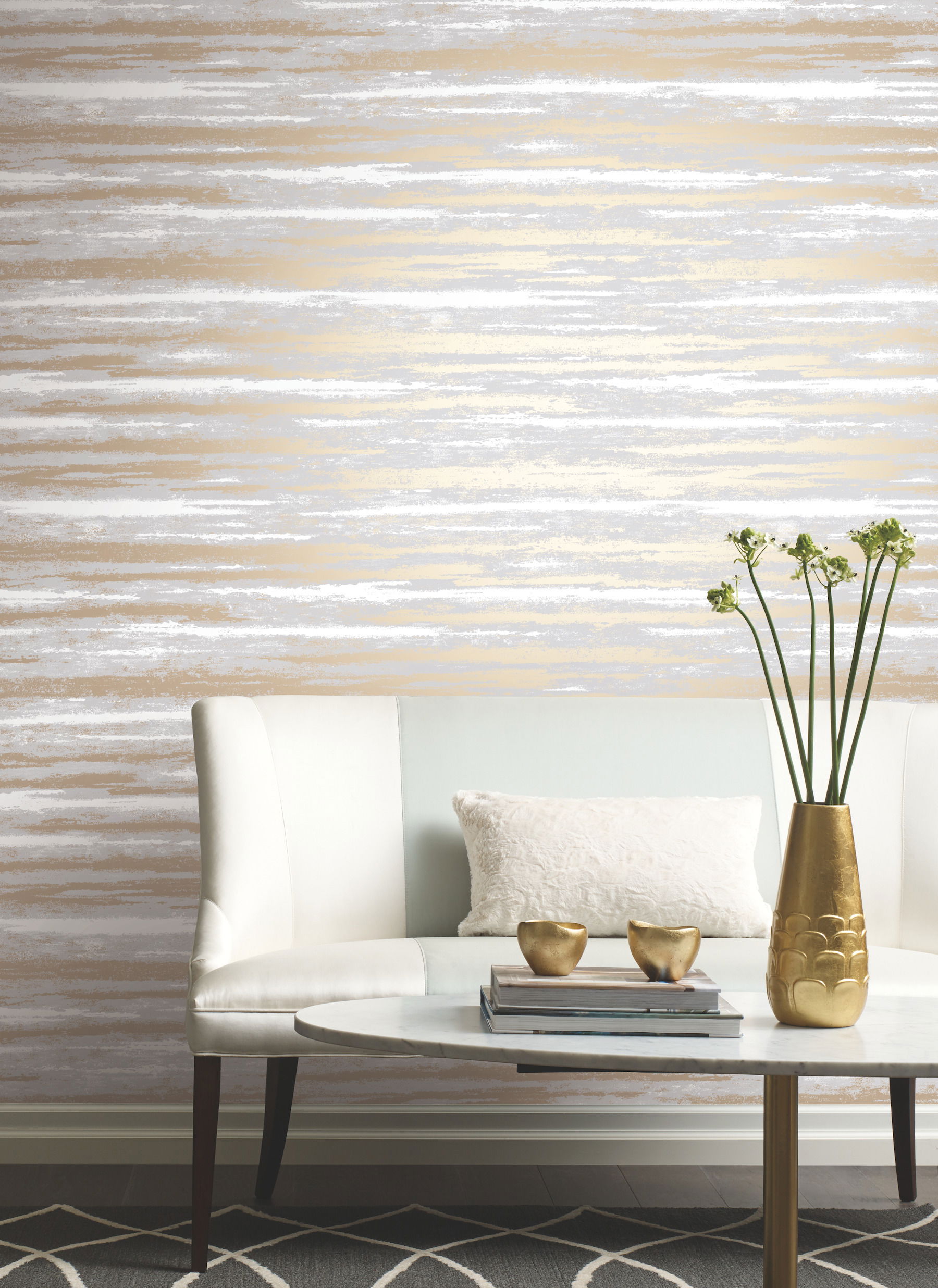 Atmosphere Grey & Gold Wallpaper large image 