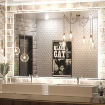 Online Designer Bathroom Adorna LED Backlit Frameless Lighted Bathroom Vanity Mirror Wall Mirror Dimmable Anti Fog