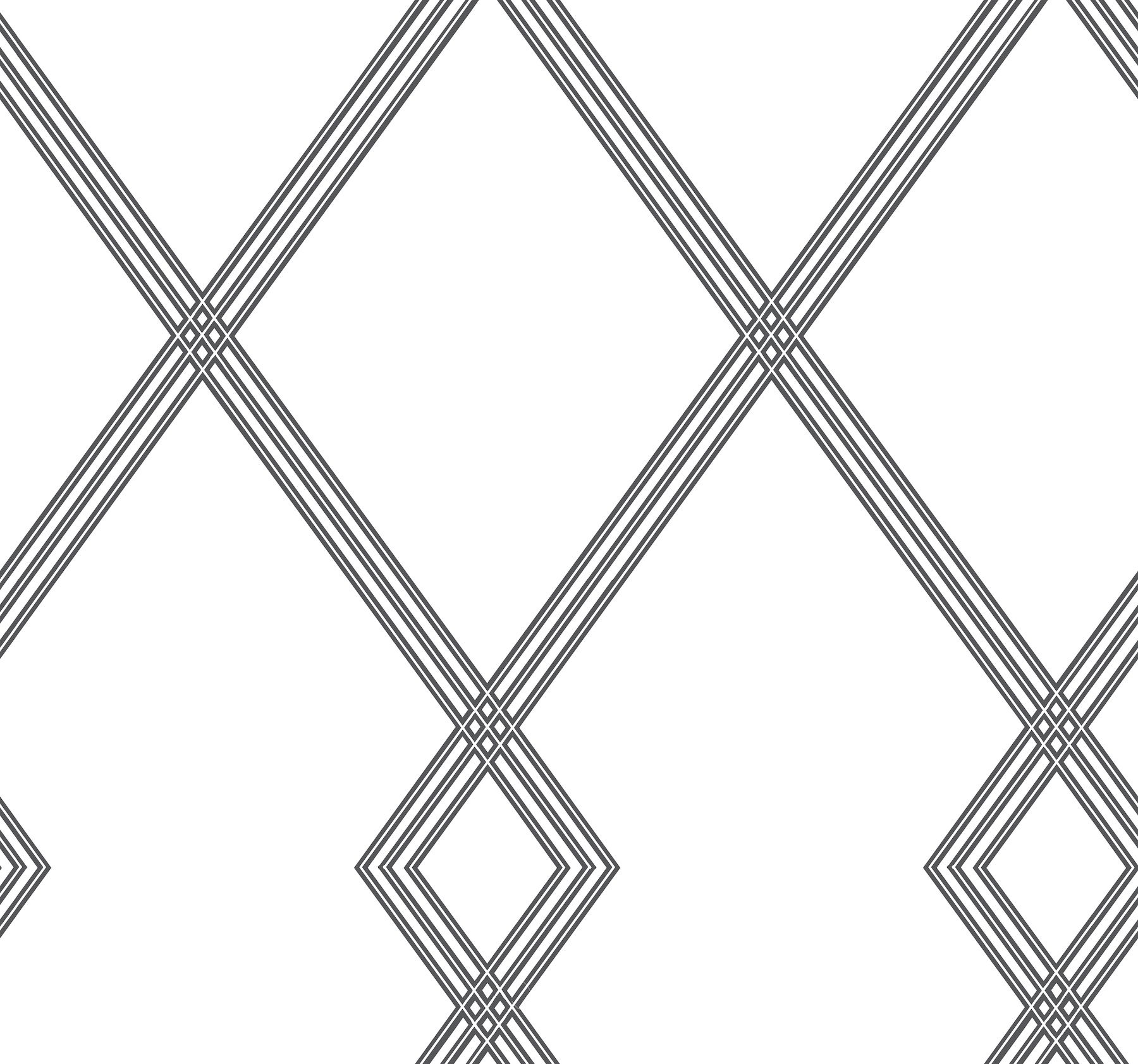 Ribbon Stripe Trellis White & Black Wallpaper large image 