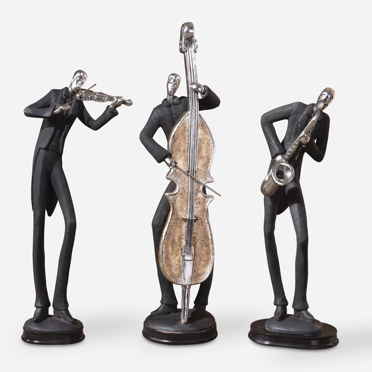 Musicians Decorative Figurines Set/3, Figurines & Statue by Uttermost, 5" width x 17.75" height x 4.37" depth View 1
