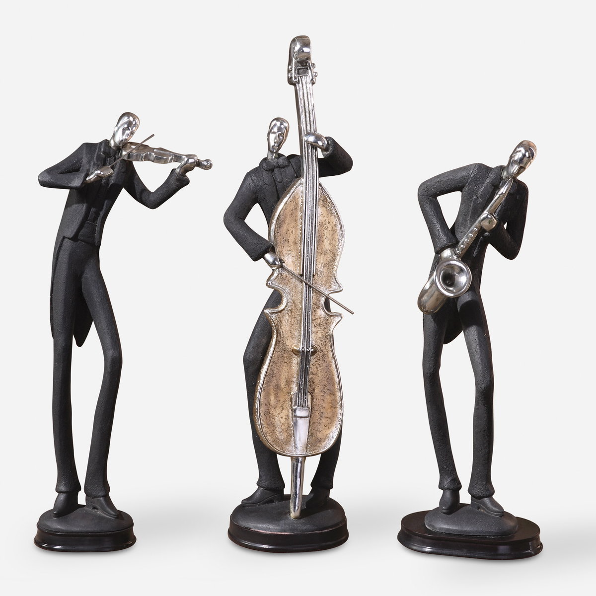 Musicians Decorative Figurines Set/3, Figurines & Statue by Uttermost, 5" width x 17.75" height x 4.37" depth View 1