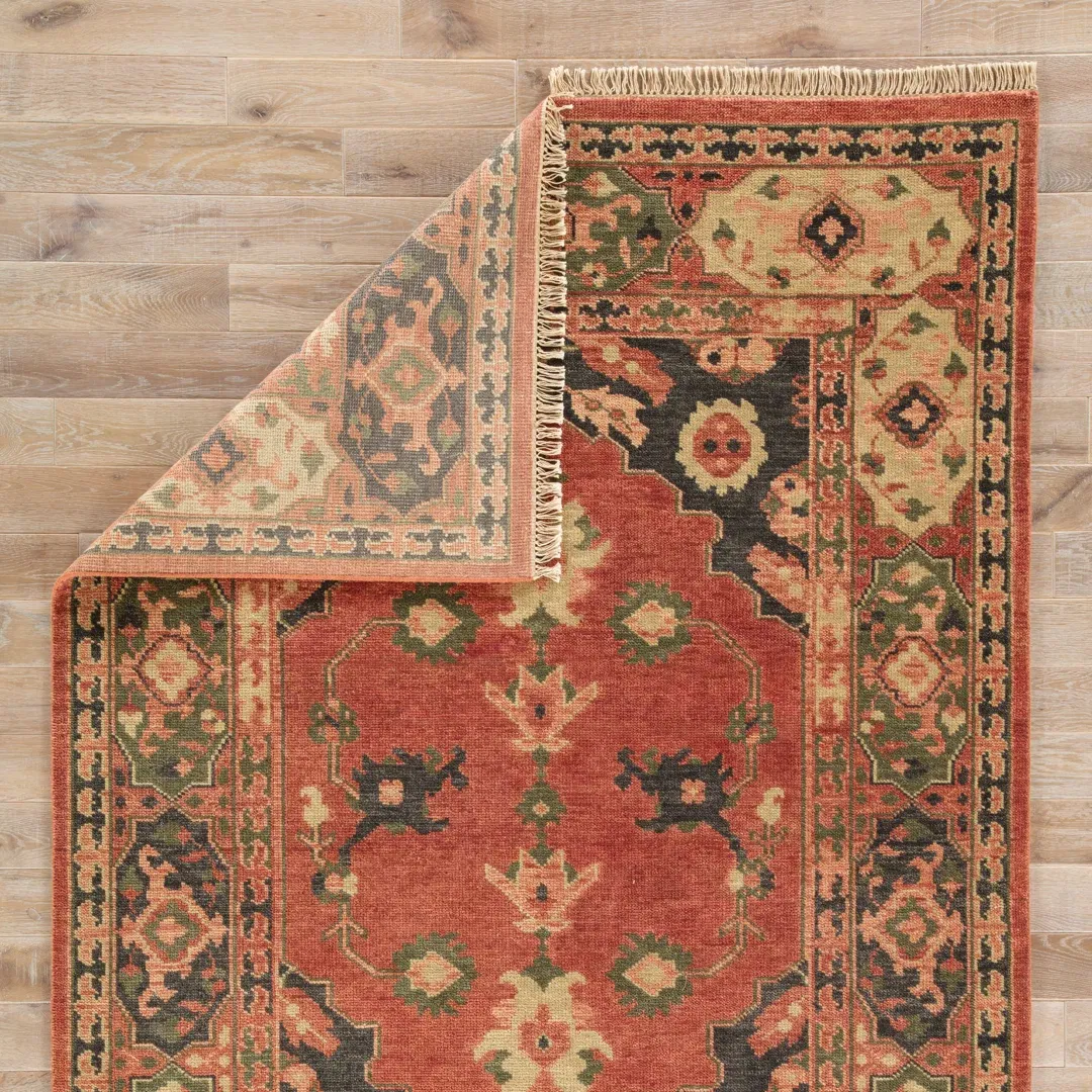 Village by Artemis Azra Hand-Knotted Salmon/Black Area Rug large image 