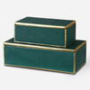 Karis Emerald Green Boxes Set/2, Decorative by Uttermost, 11.75" width x 3.75" height x 6" depth thumbnail 1