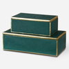 Karis Emerald Green Boxes Set/2, by Uttermost, 11.75" width x 3.75" height x 6" depth thumbnail 1