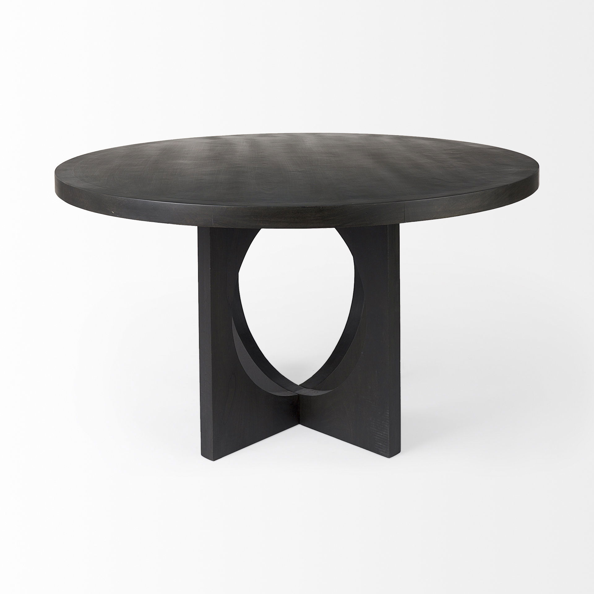 Liesl 54.L x 54.0W x 30.0H Black Wood with Circular Top Dining Table, by Mercana, 54" length x 54" width x 30" height View 7