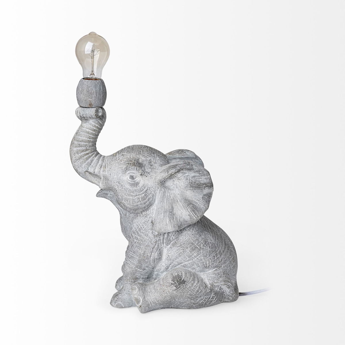 Tantor (15.9'H) Gray Resin Elephant Calf Table Lamp, by Mercana, 11.4" length x 8.5" width x 15.9" height View 4