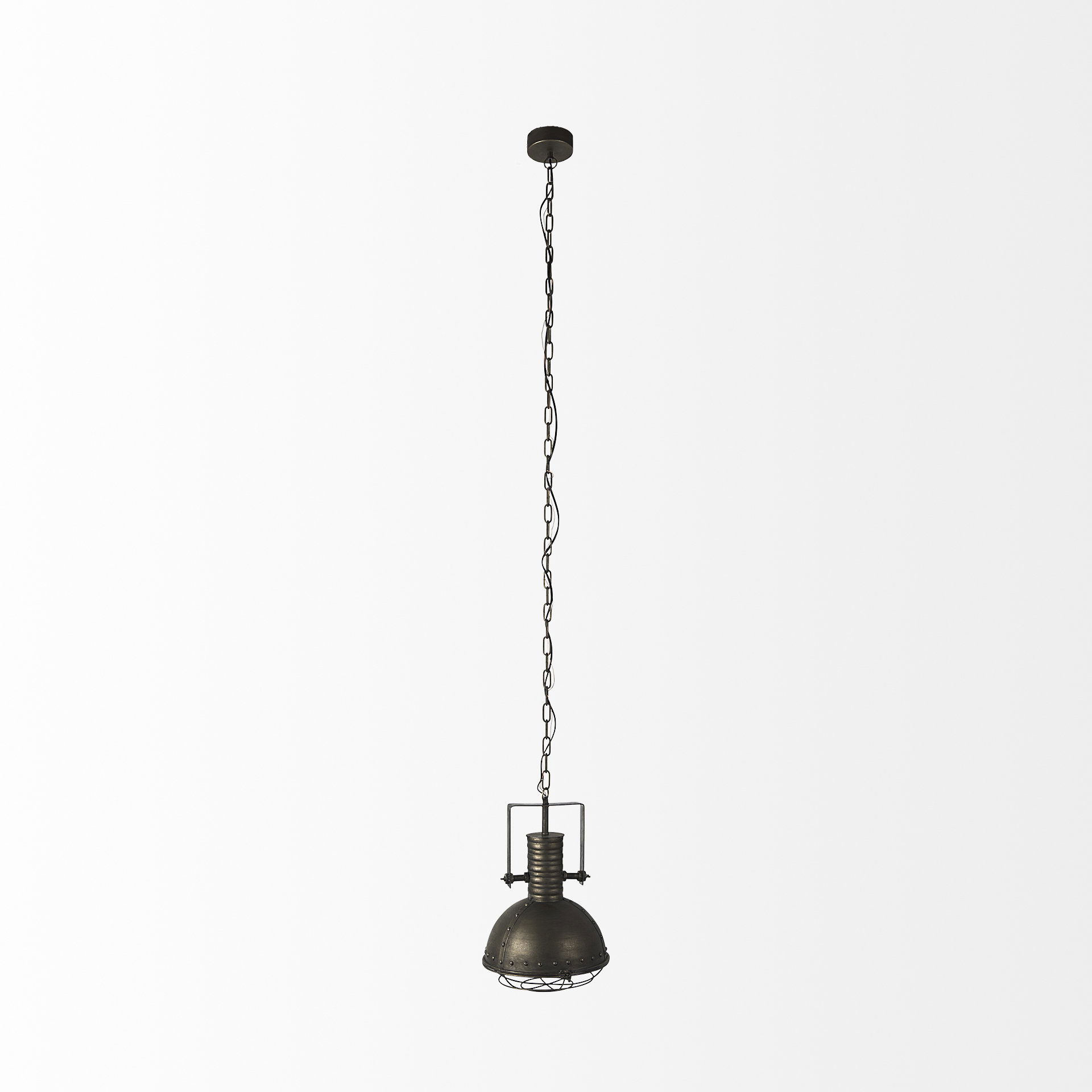 Zaio 12.5Lx 12.5W x 18.5H Weathered Antique Gold Metal Caged Bulb Pendant Light large image 