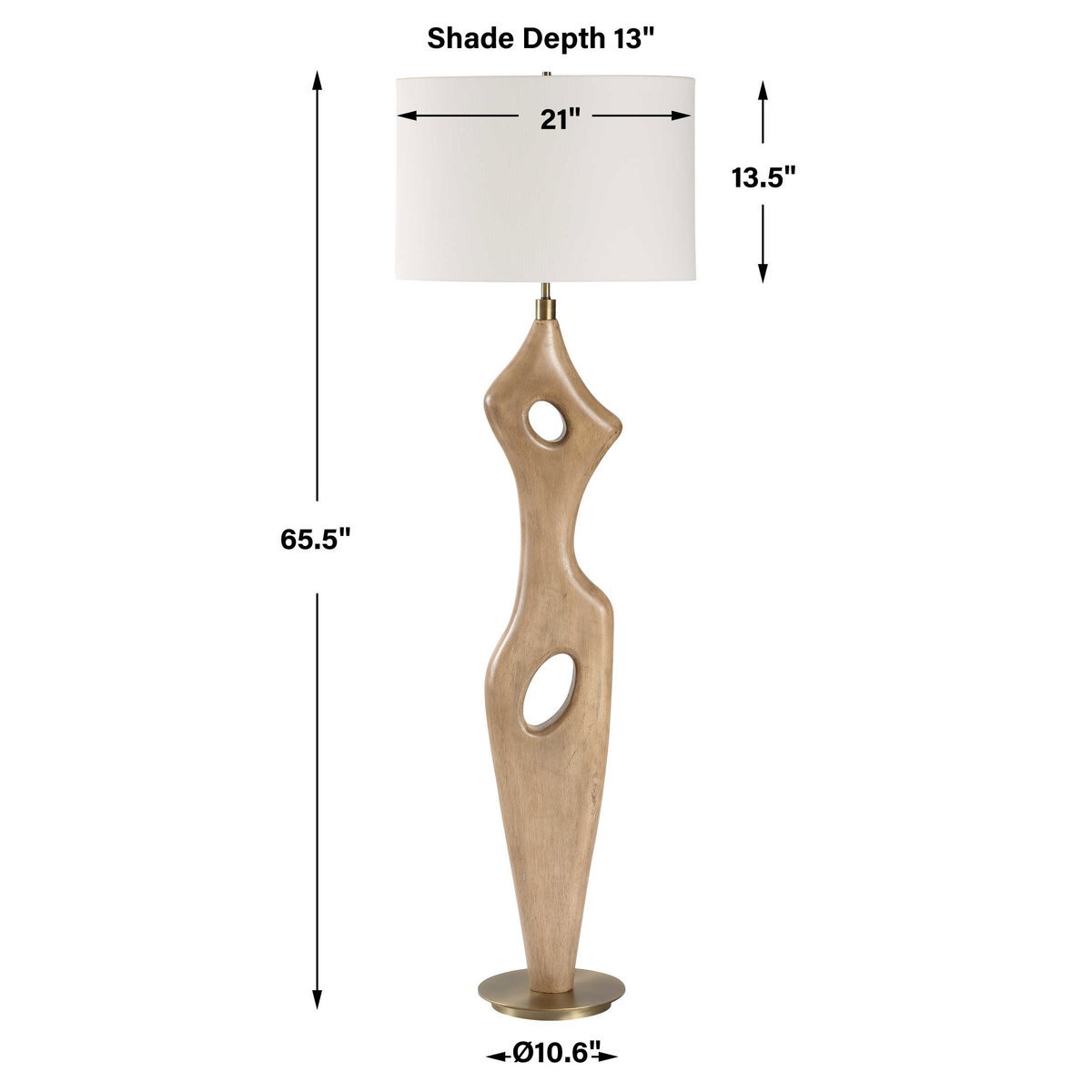 Almyra Solid Wood Floor Lamp, by Uttermost, 21" width x 65.5" height x 13" depth View 3