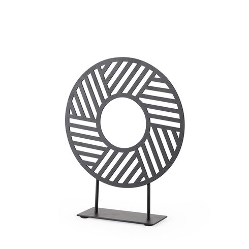 Micra  Matte Black Metal Decorative Object on a Stand