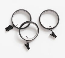 Online Designer Bedroom Cast Iron Black Quiet-Glide Curtain Clip Rings, Small, .75", Set of 10