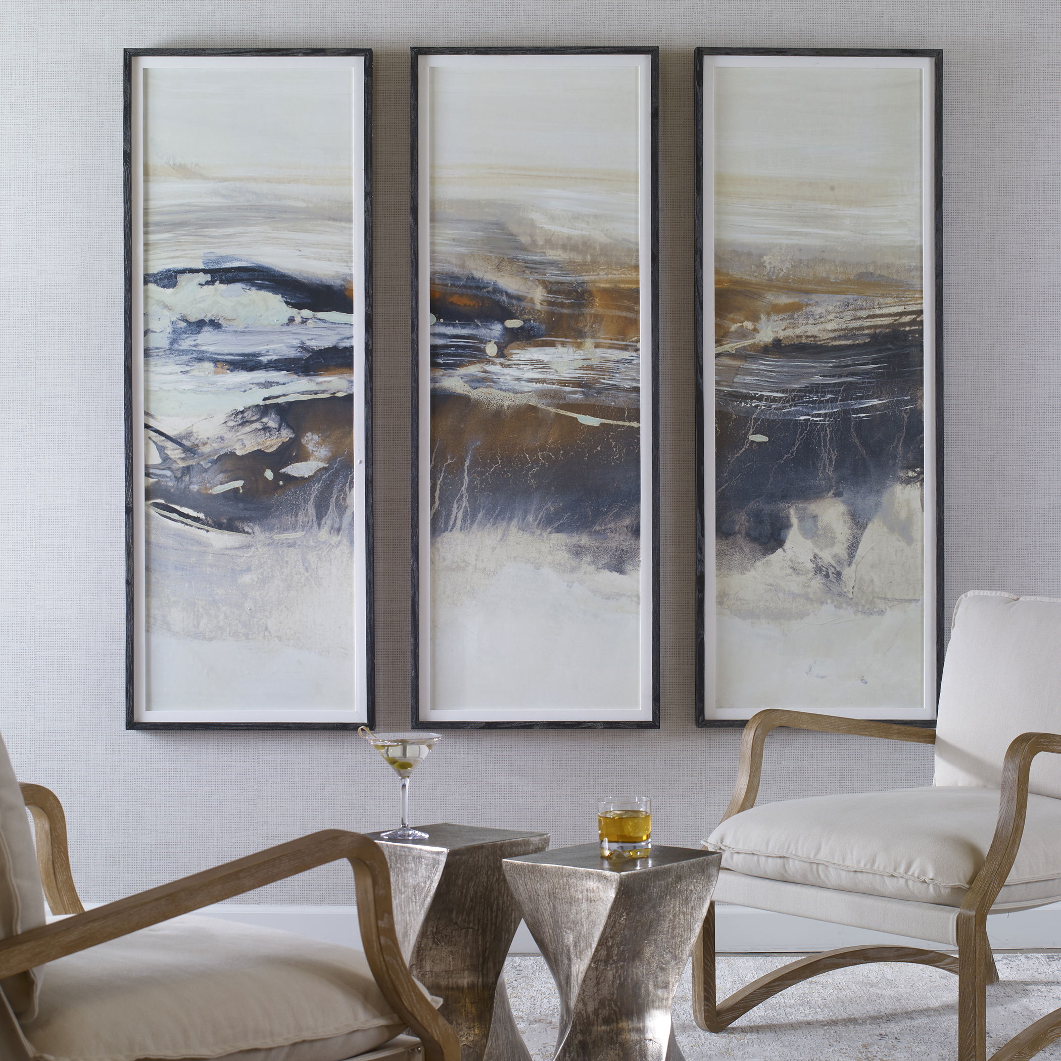 Graphite Horizon Framed Prints, Set/3 large image 