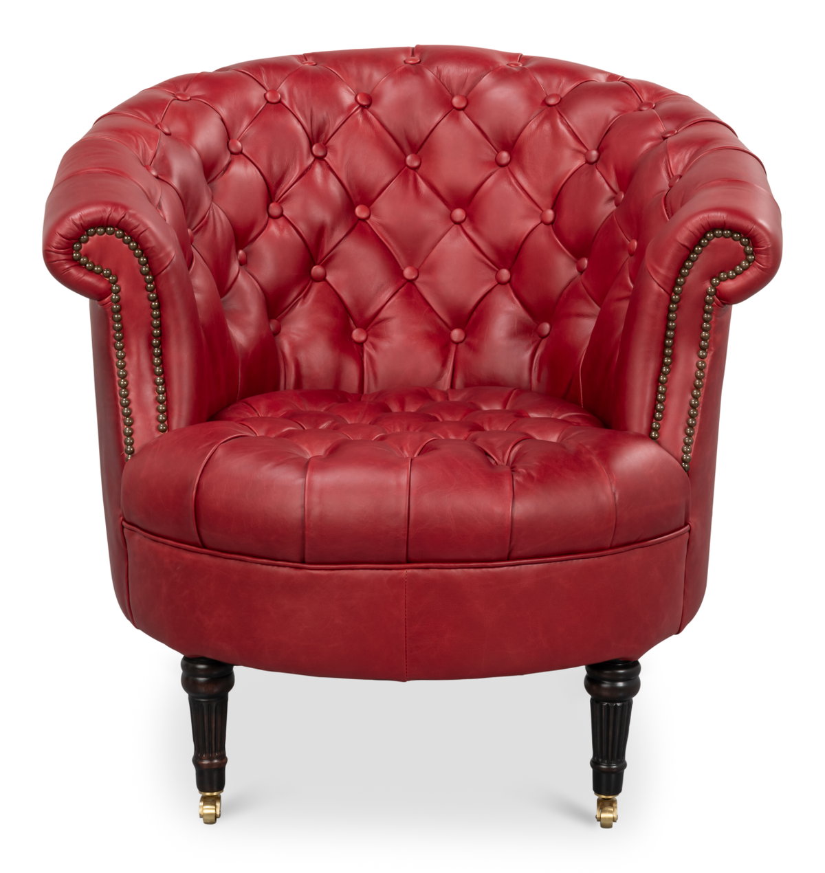 Bastian Armchair  New Rouge Leather, by Sarreid, 2'9" length x 2'9" width x 2'7" height View 2