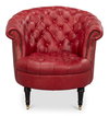 Bastian Armchair  New Rouge Leather, by Sarreid, 2'9" length x 2'9" width x 2'7" height thumbnail 2