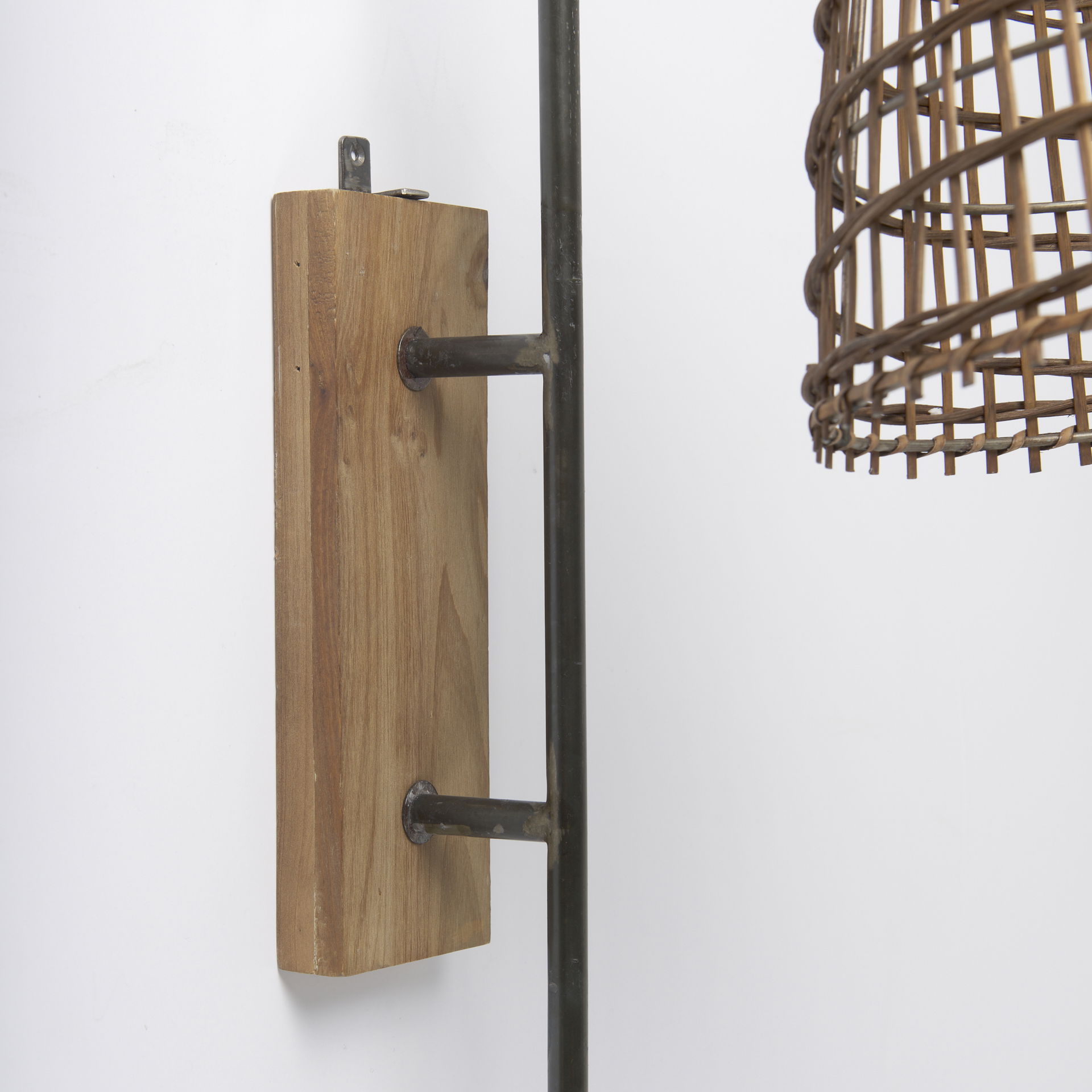 Kiley  Brown Woven Shade with Black Metal Wall Sconce, by Mercana, 27.95" length x 7.01" width x 15.55" height View 5