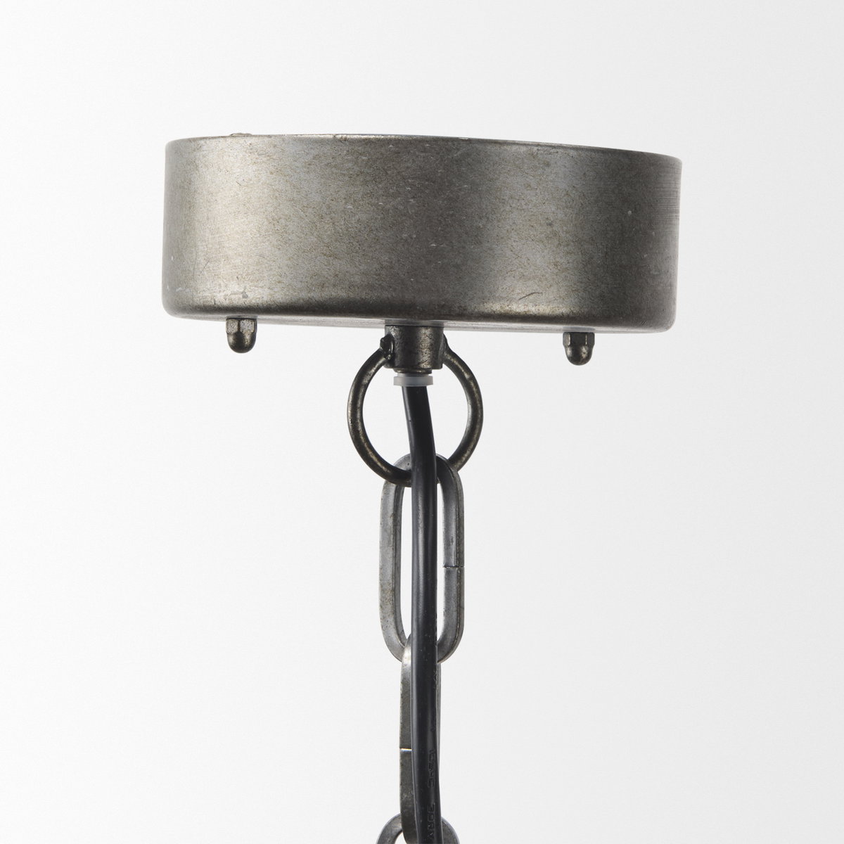 Selma White Wood Bead and Metal Chandelier, by Mercana, 37.8" length x 33.27" width x 96.85" height View 5