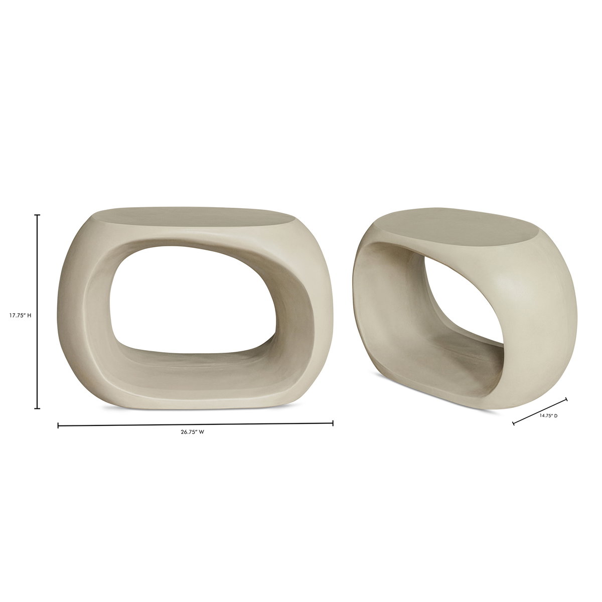 Albers Outdoor Stool Cream, Outdoor Chair by Moe's Home, 2'2.75" width x 1'5.75" height x 1'2.75" depth View 7