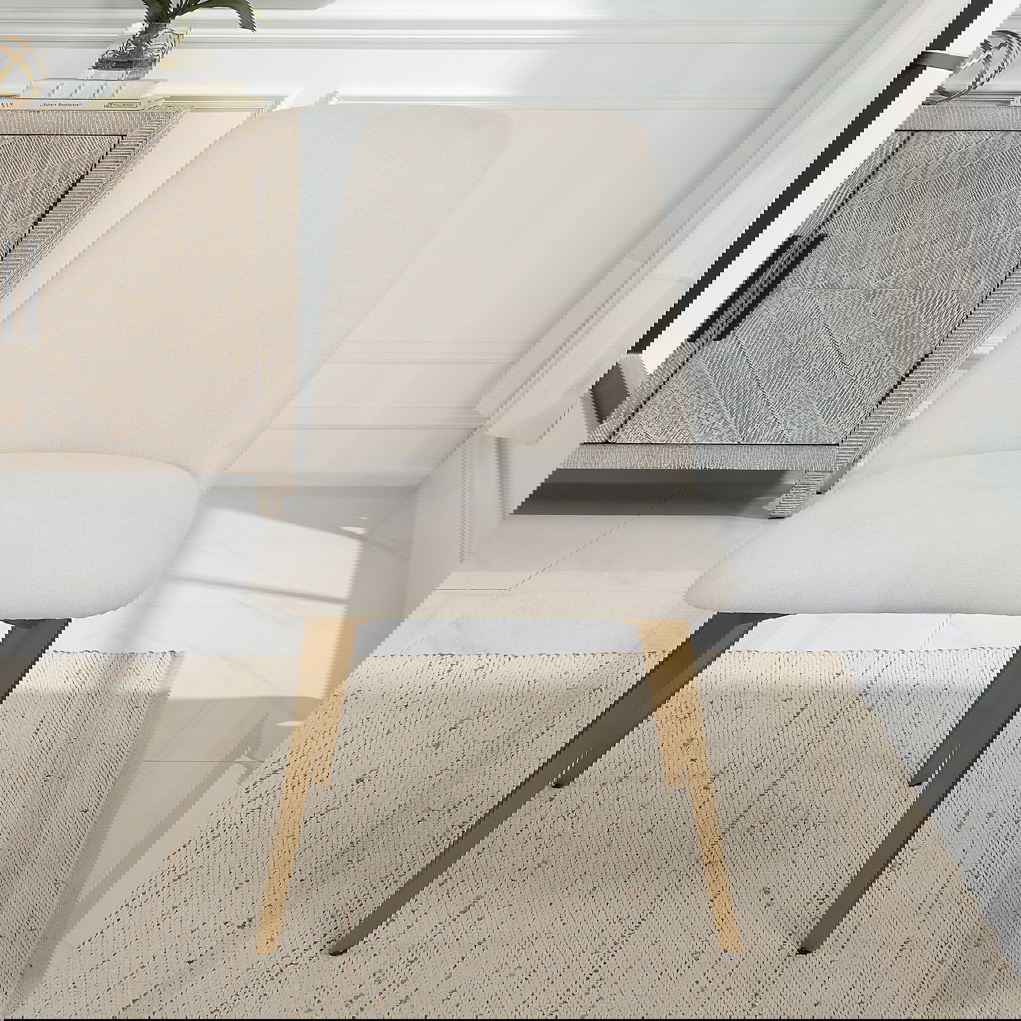 Vantage Off White Fabric Dining Chair, Furniture by Uttermost, 20.5" width x 35" height x 26" depth View 2