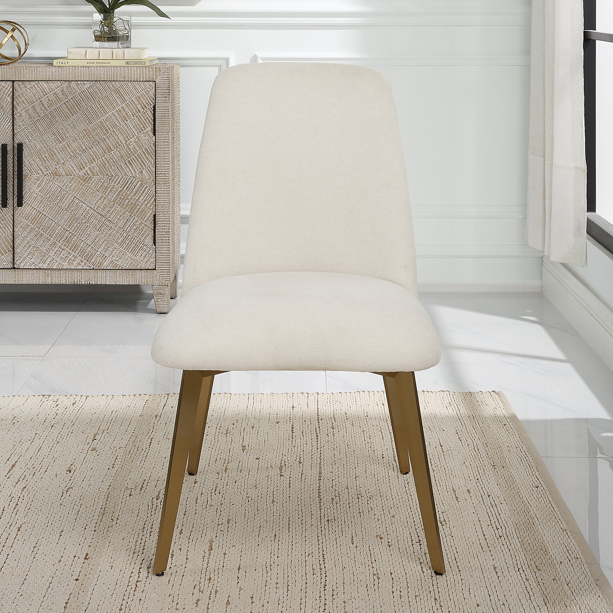 Vantage Off White Fabric Dining Chair, by Uttermost, 20.5" width x 35" height x 26" depth View 2