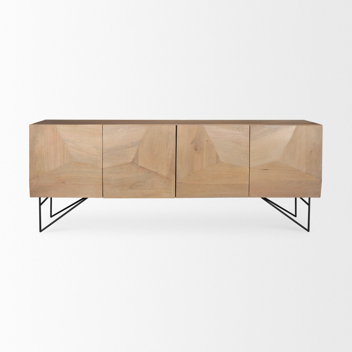 Darwin Light Brown Wooden 4 Door with 2 Shelves Sideboard, Sideboards & Buffet by Mercana, 80" length x 17.5" width x 30" height View 4