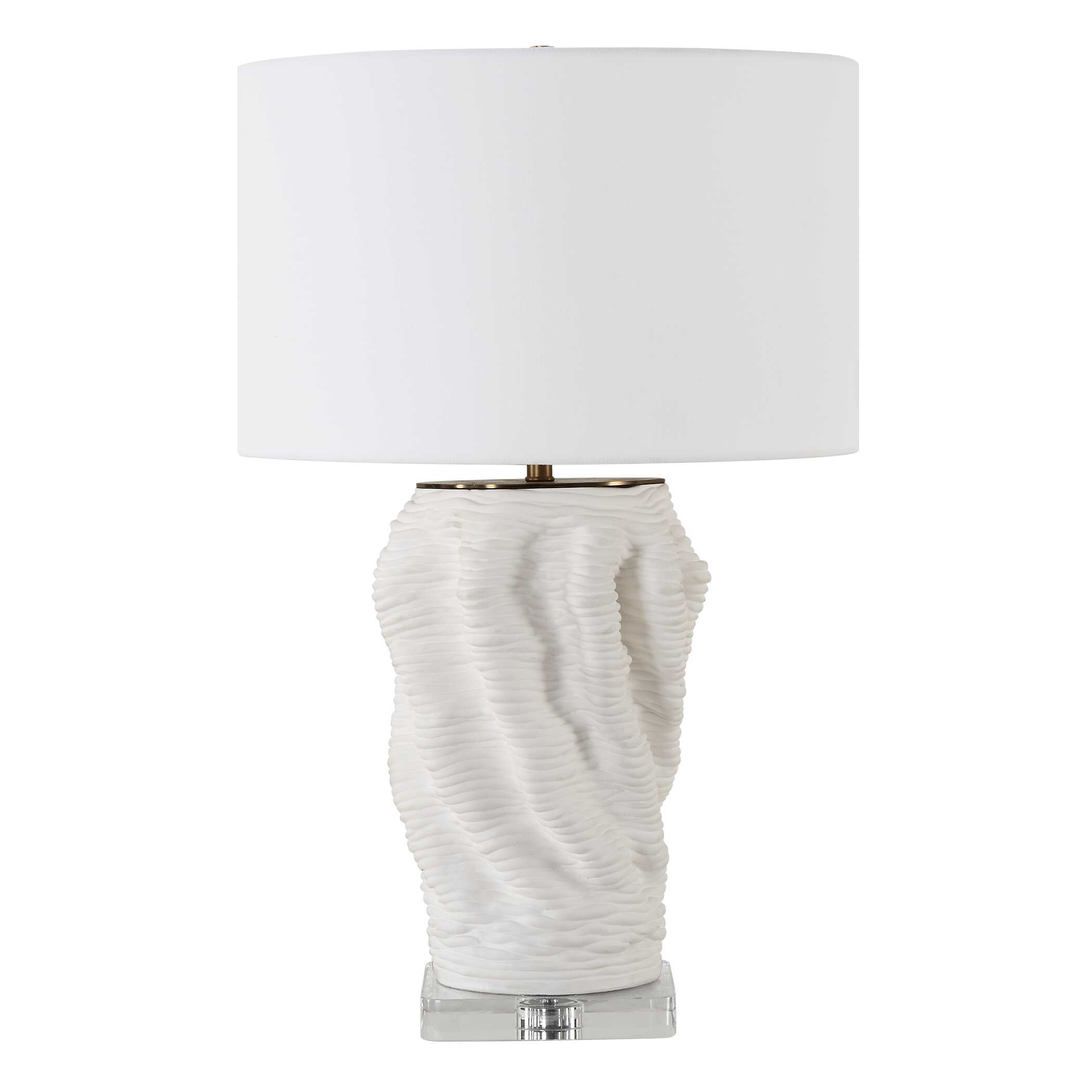 Stratified White Table Lamp, by Uttermost, 18" width x 28" height x 18" depth View 5