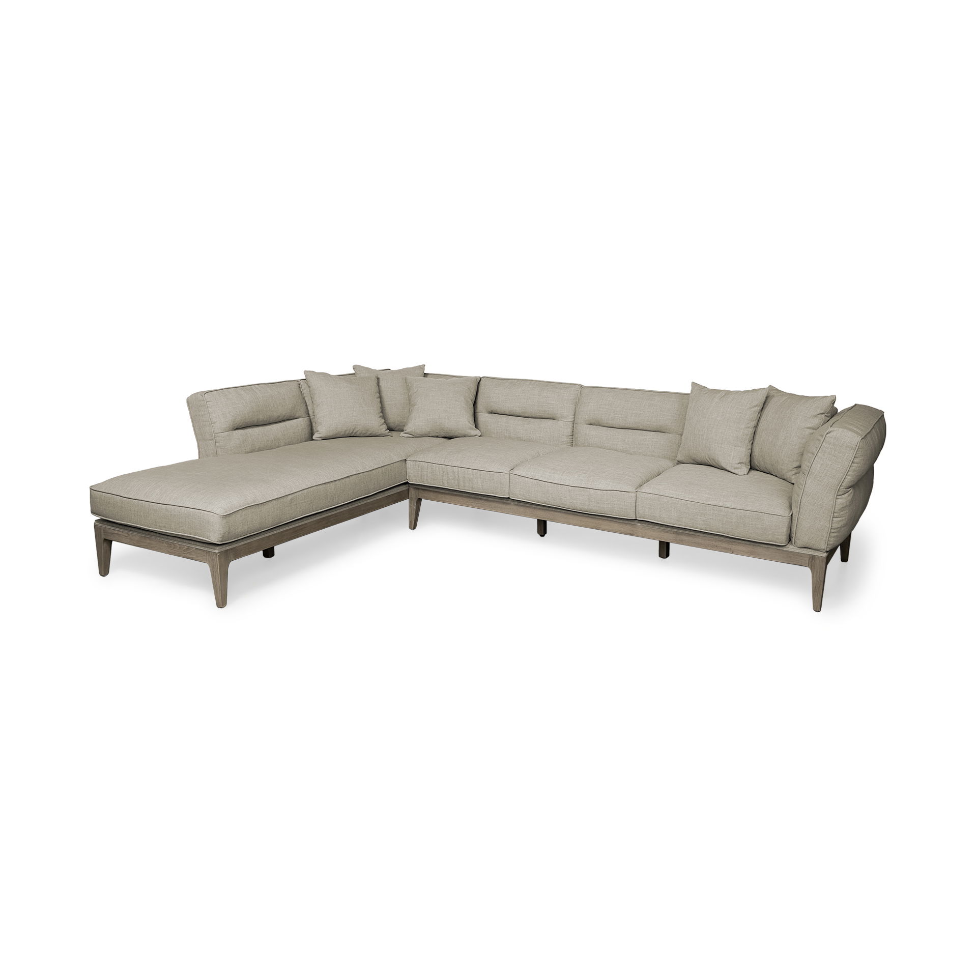 Denali IV 121' Beige Upholstered Wooden Frame Left Four Seater Sectional, Sectional Sofa by Mercana, 121" length x 86" width x 30.25" height View 1