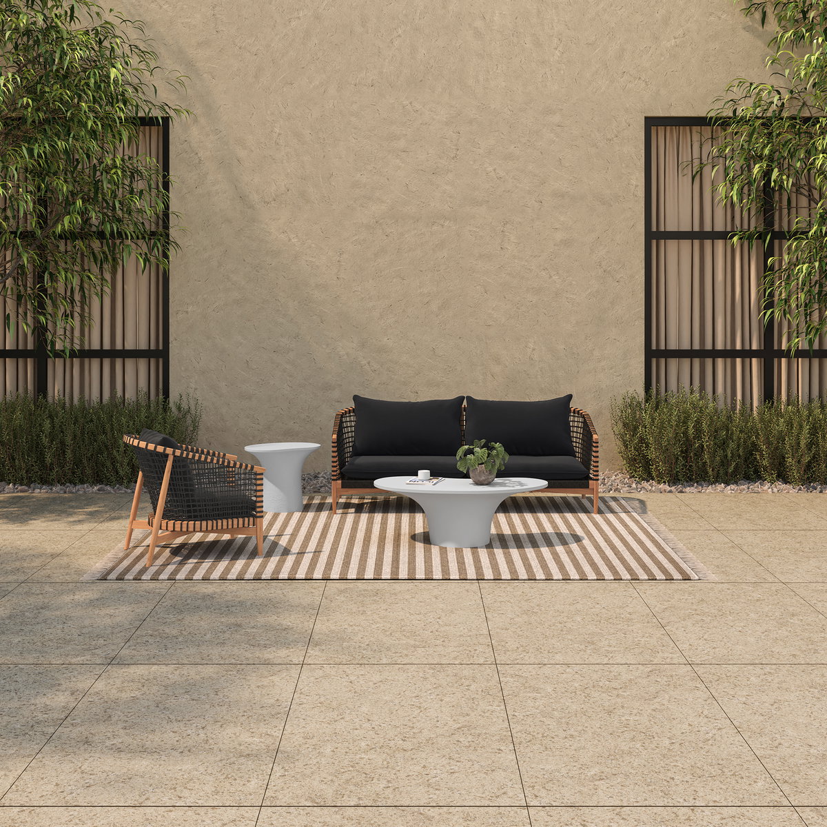 Yumi Outdoor Coffee Table White, by Moe's Home, 47" width x 15.5" height x 23.6" depth View 8