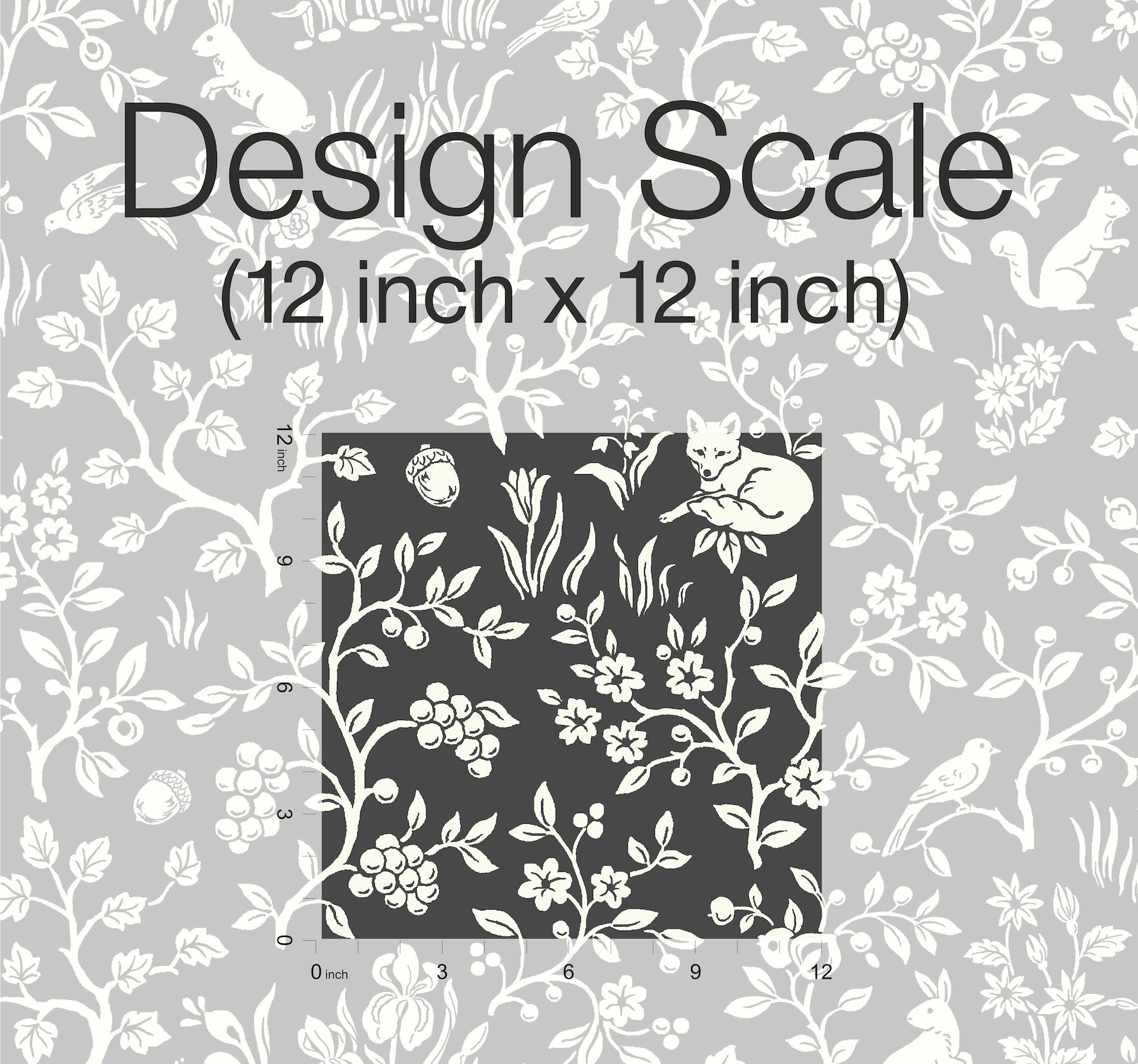 Magnolia Home Fox & Hare Black Peel & Stick Wallpaper large image 