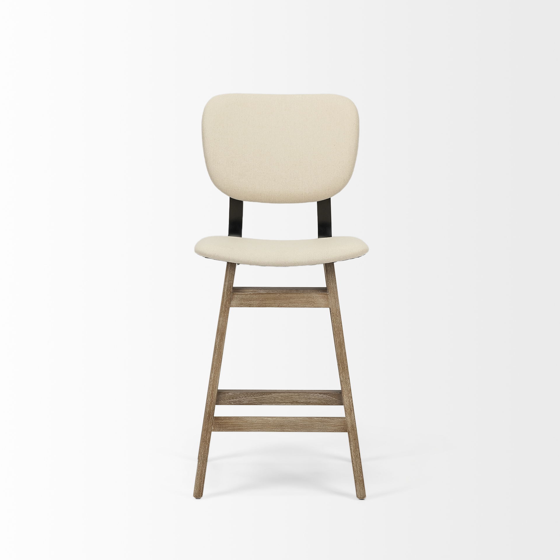 Haden 26.5' Seat Height Cream Upholstered Seat Brown Wood Frame Stool large image 
