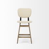 Haden 26.5' Seat Height Cream Upholstered Seat Brown Wood Frame Stool thumbnail 2