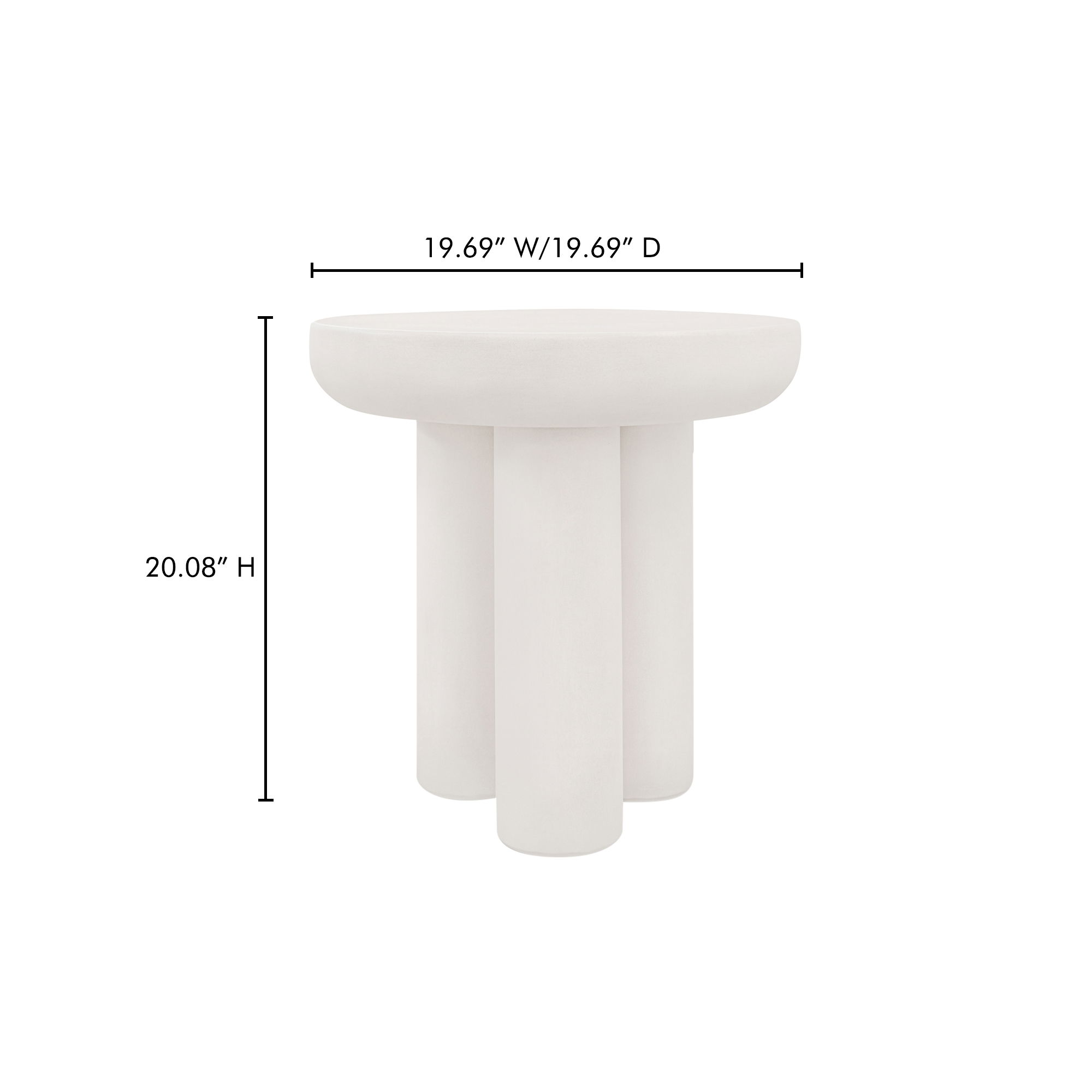 Rocca Side Table Cream, Side & End Table by Moe's Home, 19.69" width x 20.08" height x 19.69" depth View 10