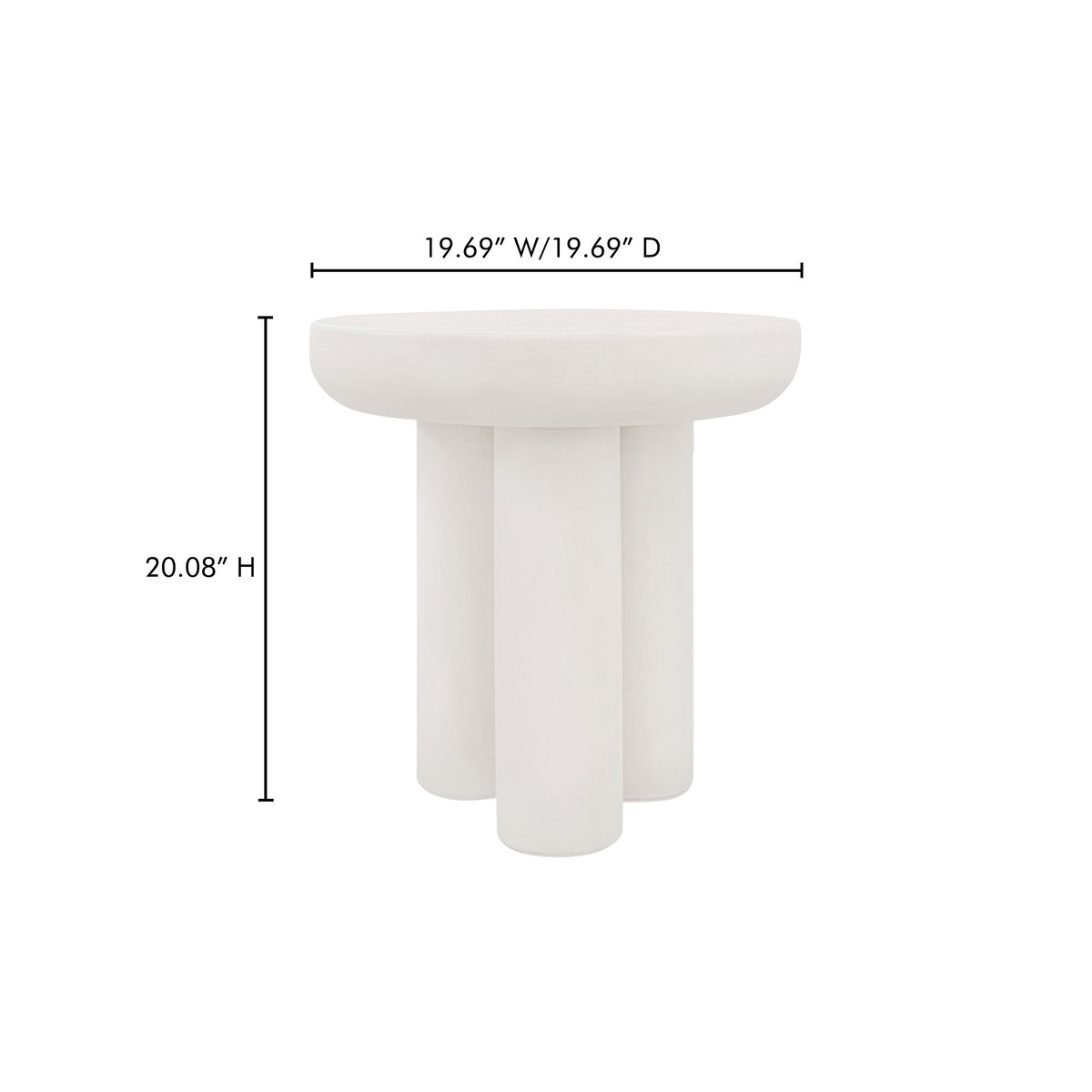 Rocca Side Table Cream, Side & End Table by Moe's Home, 19.69" width x 20.08" height x 19.69" depth View 10