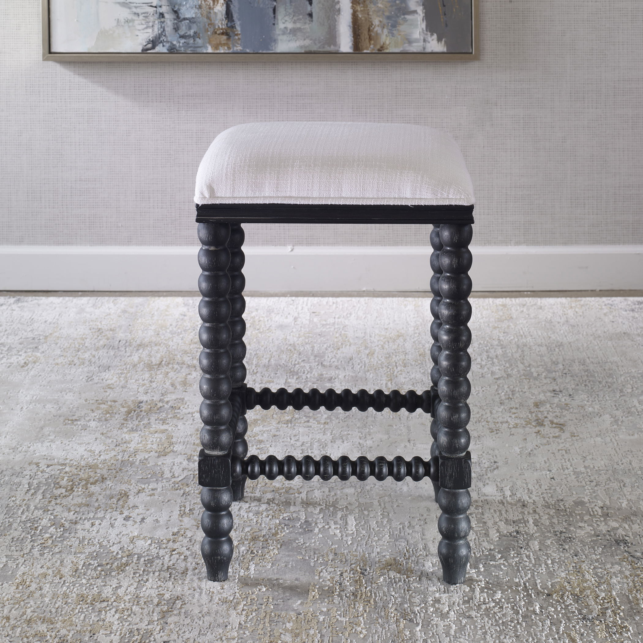 Pryce Black Backless Counter Stool large image 