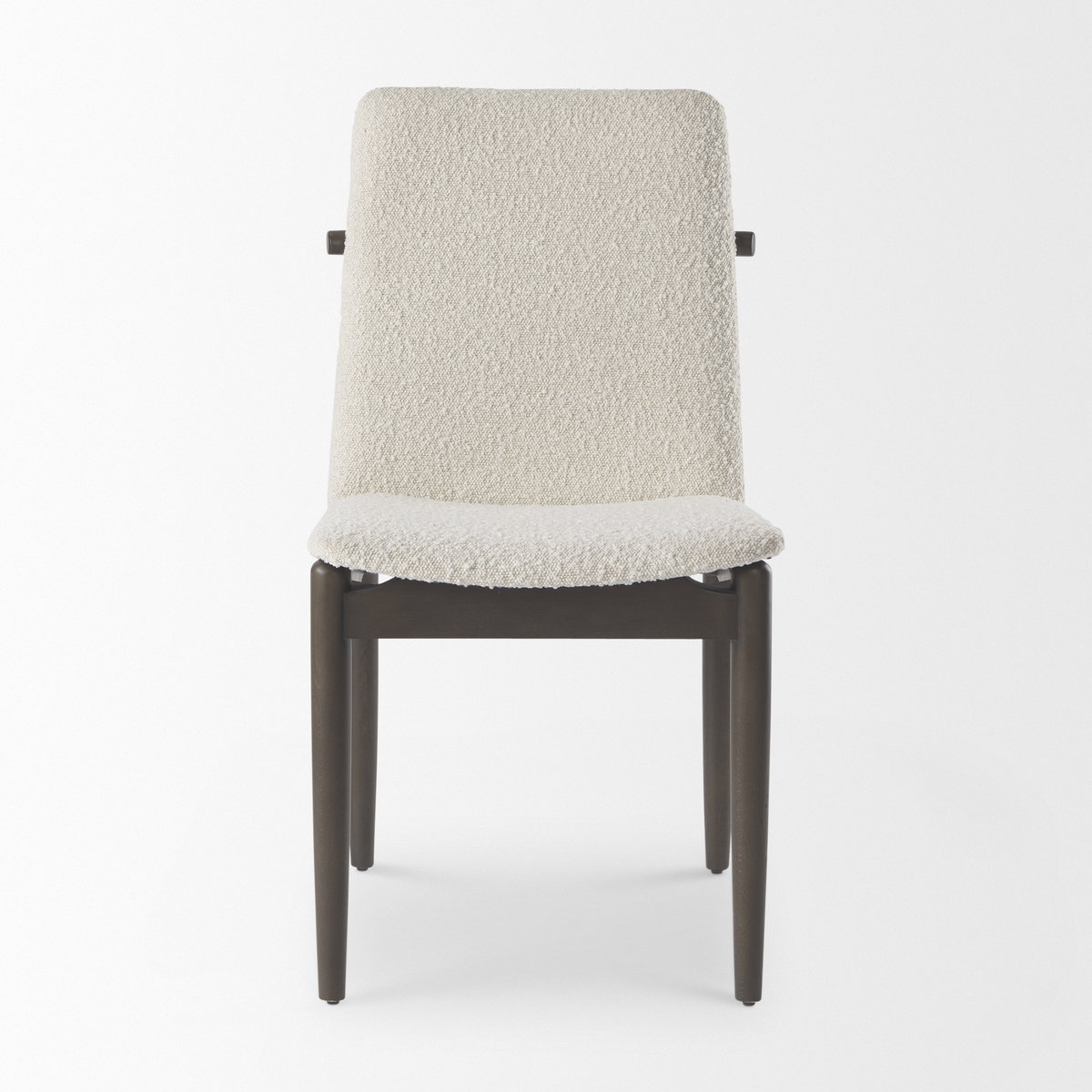 Cavett Curved Back Dining Side Chair | Cream Boucle with Dark Wood, Dining Chair by Mercana, 18" length x 25" width x 33.46" height View 6