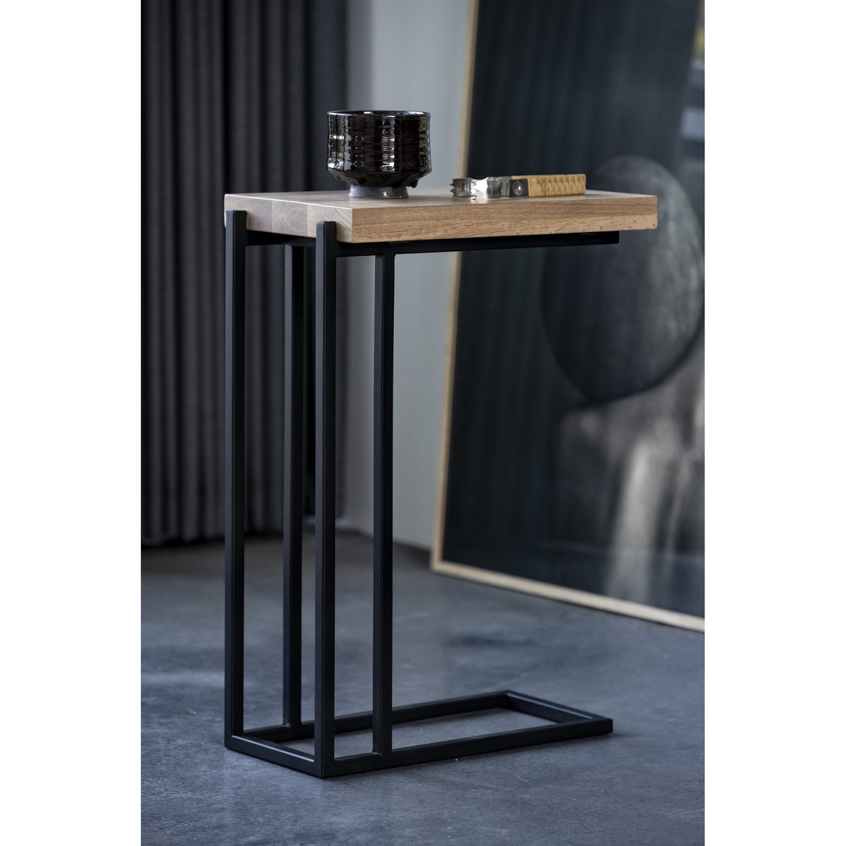 Mila C Shaped Side Table Natural, Side & End Table by Moe's Home, 16.5" width x 23.5" height x 10" depth View 9