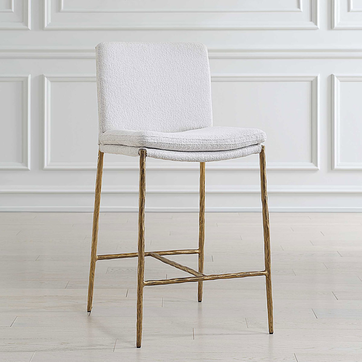 Ascend White Counter Stool, Counter & Bar Stool by Uttermost, 18.25" width x 38.75" height x 21.75" depth View 4