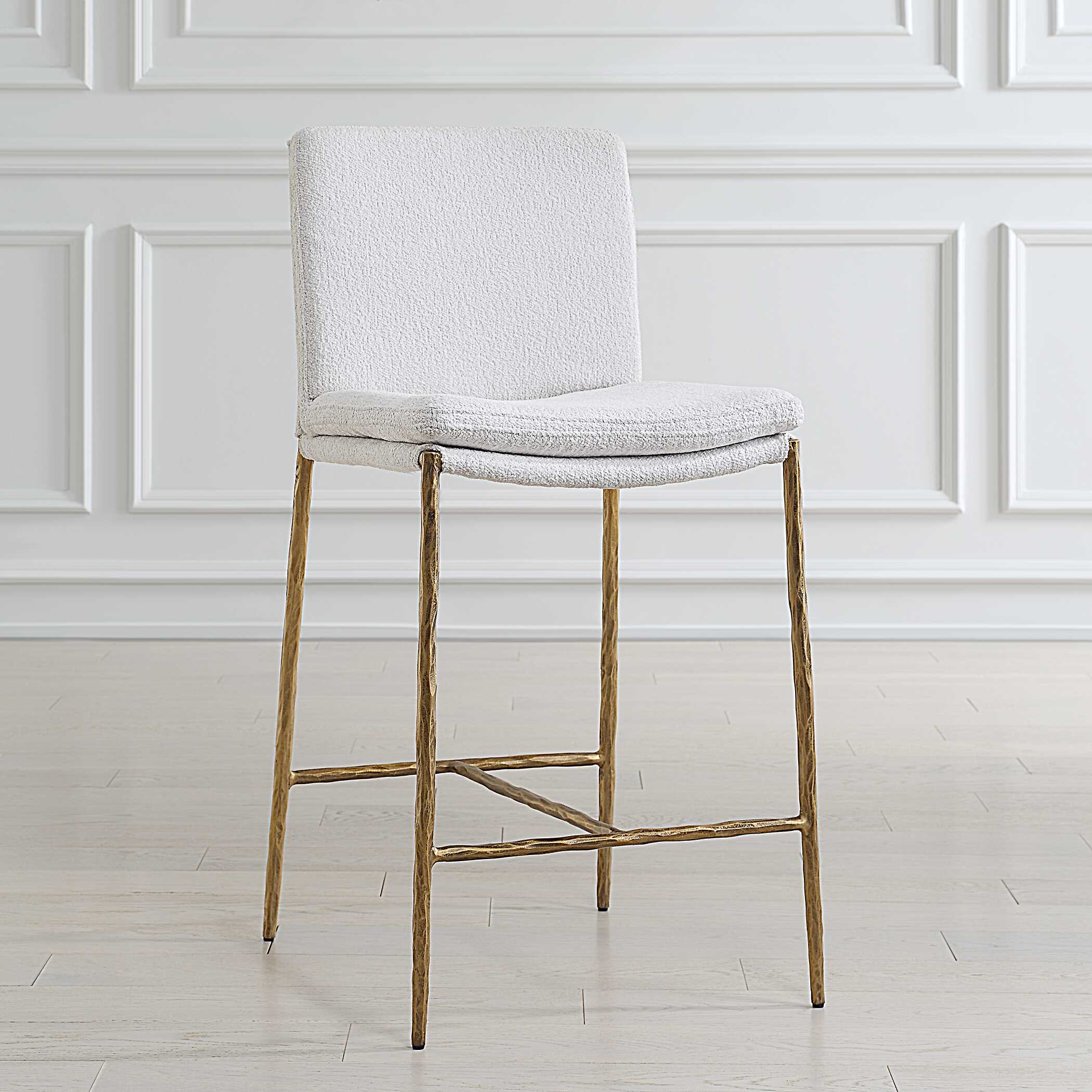 Ascend White Counter Stool, Furniture by Uttermost, 18.25" width x 38.75" height x 21.75" depth View 4
