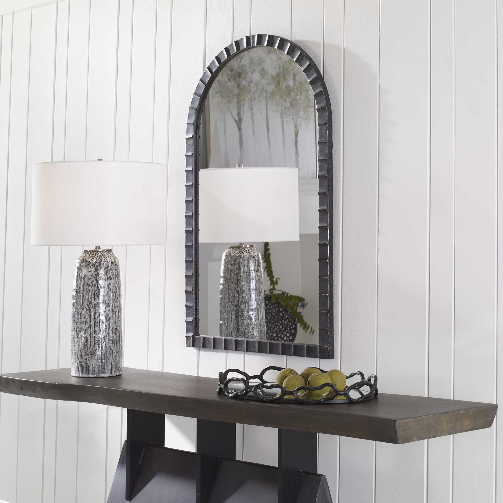 Dandridge Black Arch Mirror, by Uttermost, 24" width x 39" height x 1.13" depth View 4