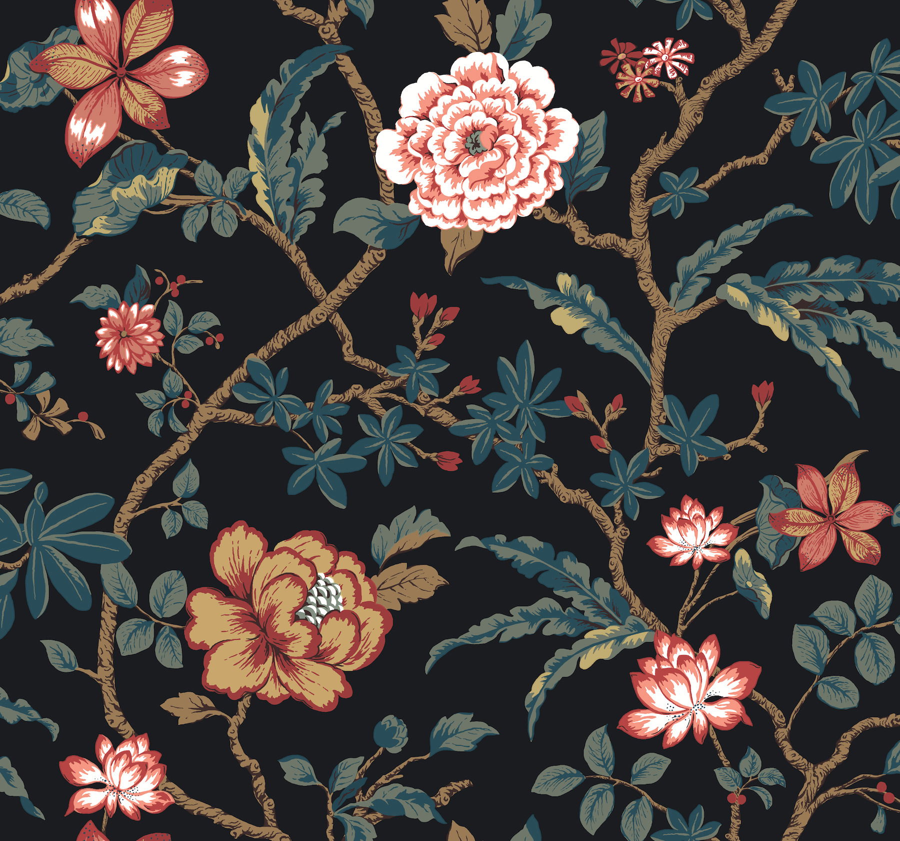 Courtyard Botanical Scarlet Wallpaper large image 