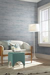 Lustrous Grasscloth Blue & Gold Wallpaper thumbnail 1