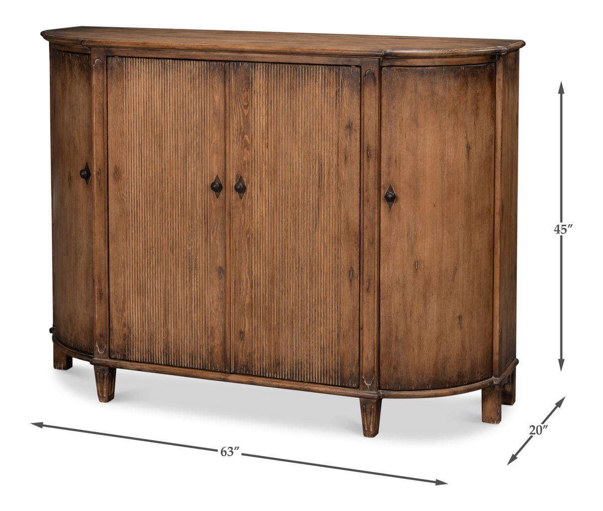 Brooks Demilune  Brown, by Sarreid, 1'8" length x 5'3" width x 3'9" height View 13