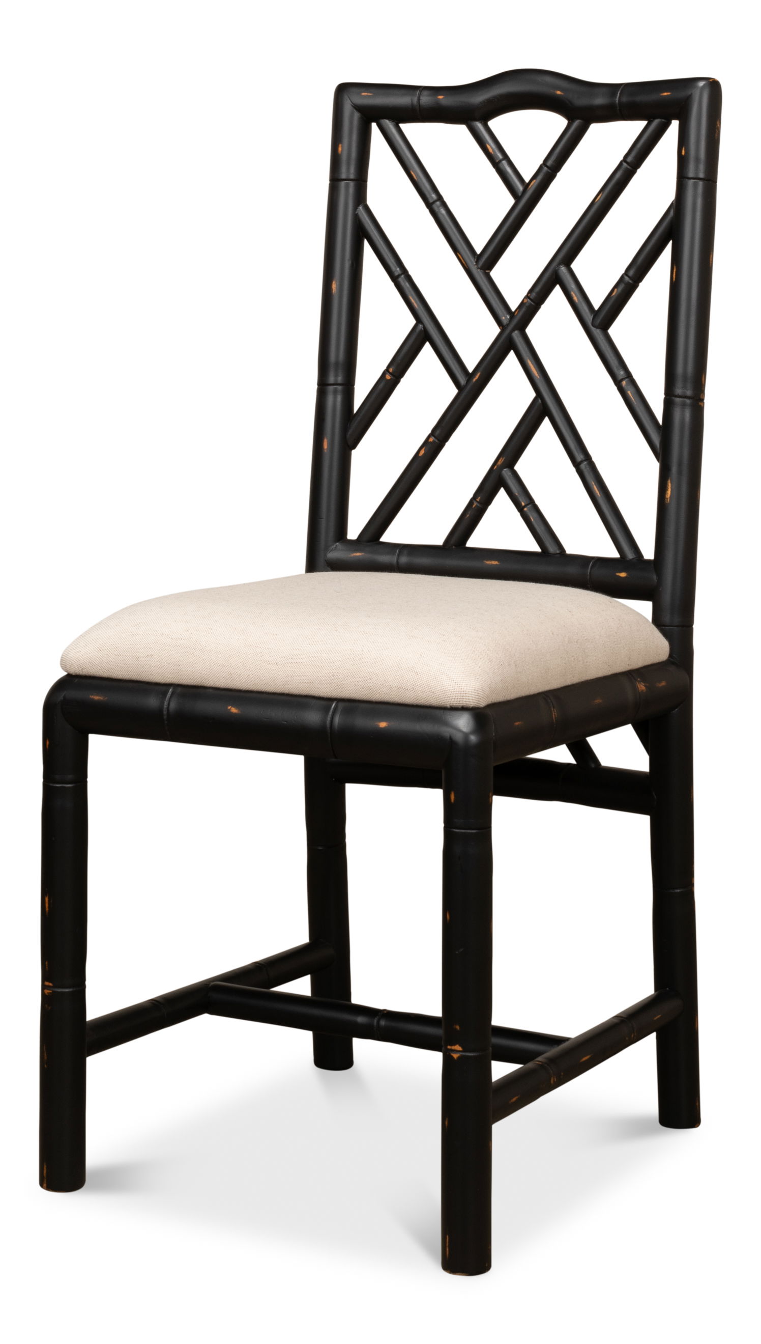 Brighton Bamboo Side Chair,Black, Dining Chair by Sarreid, 17" length x 22" width x 39" height View 2