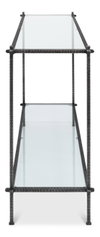 Hand Chased Iron Console Tble  Glass Top, by Sarreid, 1'4" length x 5' width x 2'9" height thumbnail 3