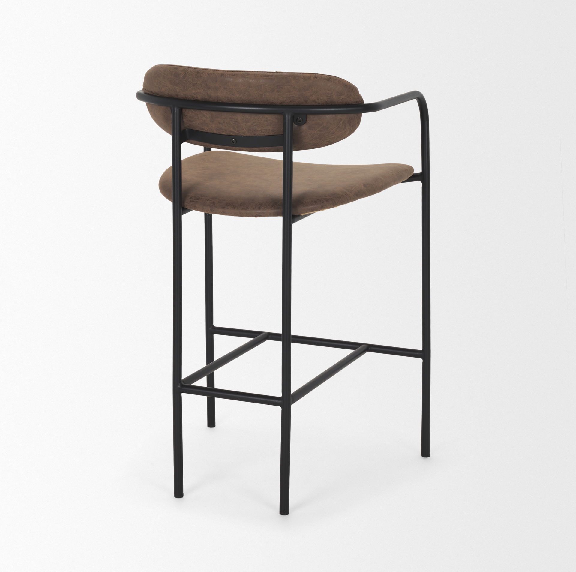 Parker Muted Brown Faux Leather with Black Metal Counter Stool large image 