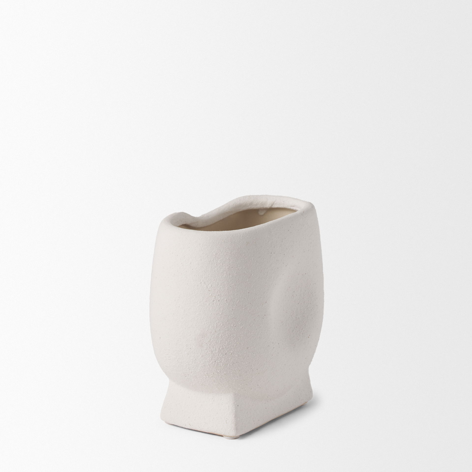 Darian Small Textured Matte White Ceramic Vase large image 