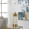 Adelia Ivory & Brass Table Lamp, by Uttermost, 17" width x 30.5" height x 17" depth thumbnail 4