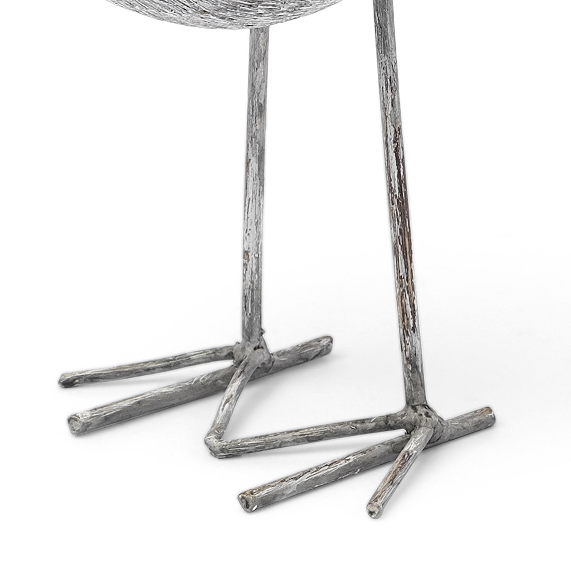 Snipe II 6L x 6W Off-White Resin Bird Ornament with Metal Feet, Decorative Object by Mercana, 6" length x 6" width x 7" height View 5