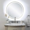 Crofton Lighted Brass Round Mirror thumbnail 1